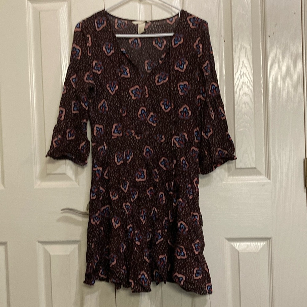 H&M Black Tunic with Ruffled 3/4 Sleeves